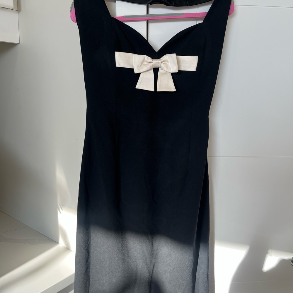 Vintage Escada Black Backless Dress with Cream Bow